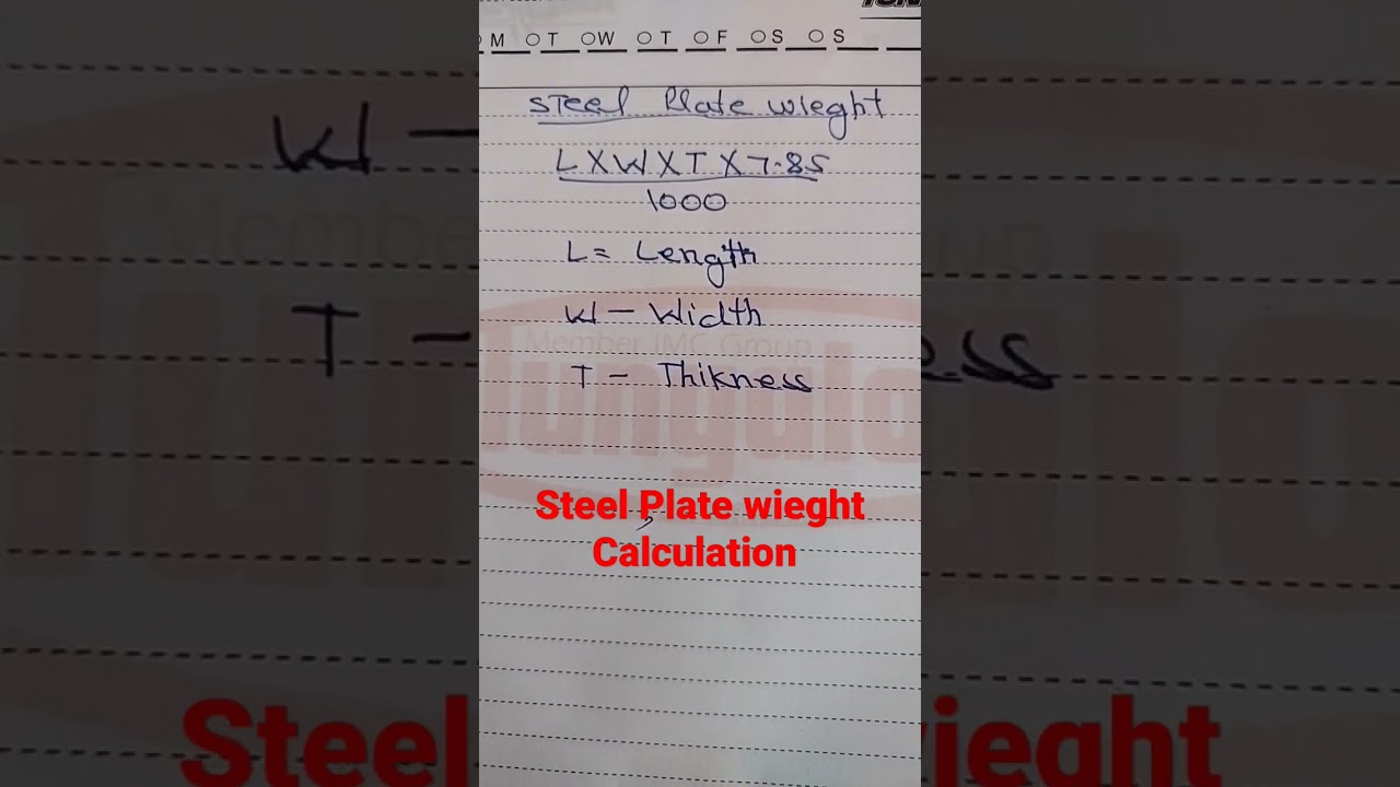 Steel Plate wieght calculation
