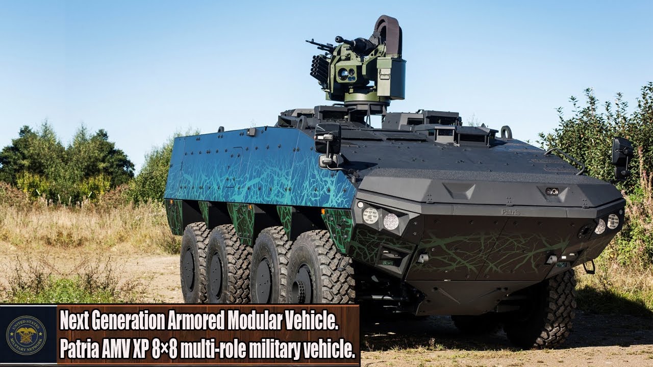Next Generation Armored Modular Vehicle. Patria AMV XP 8&times;8 multi-role military vehicle.