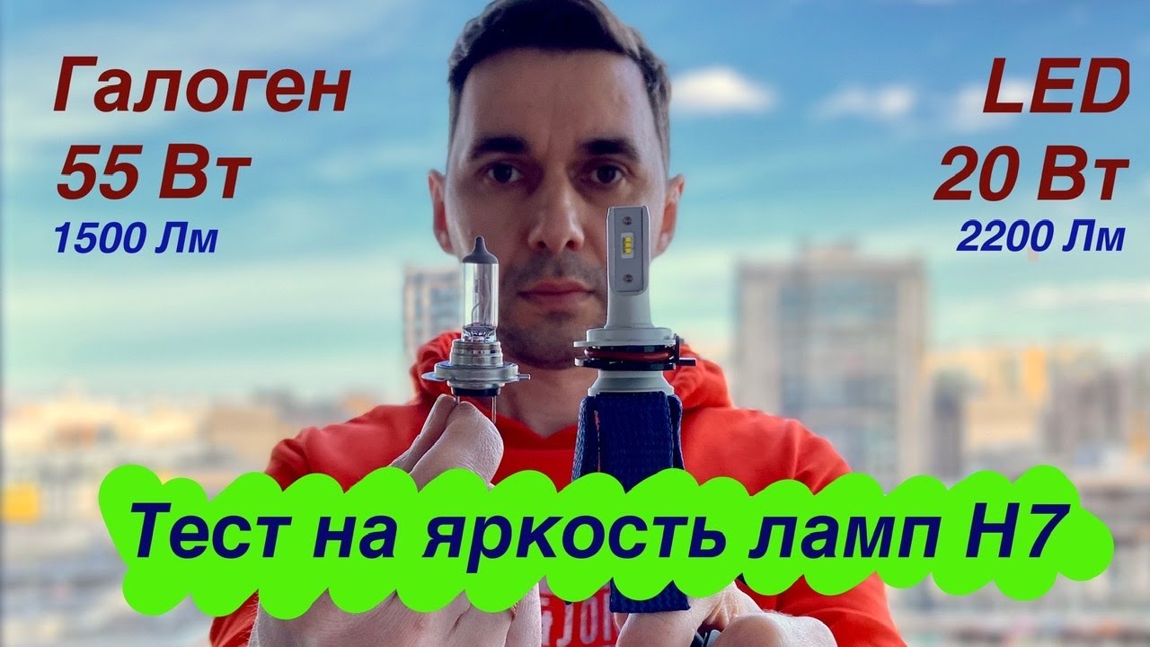LED лампы Н7 в ближний свет. Тест на яркость светодиодных ламп.