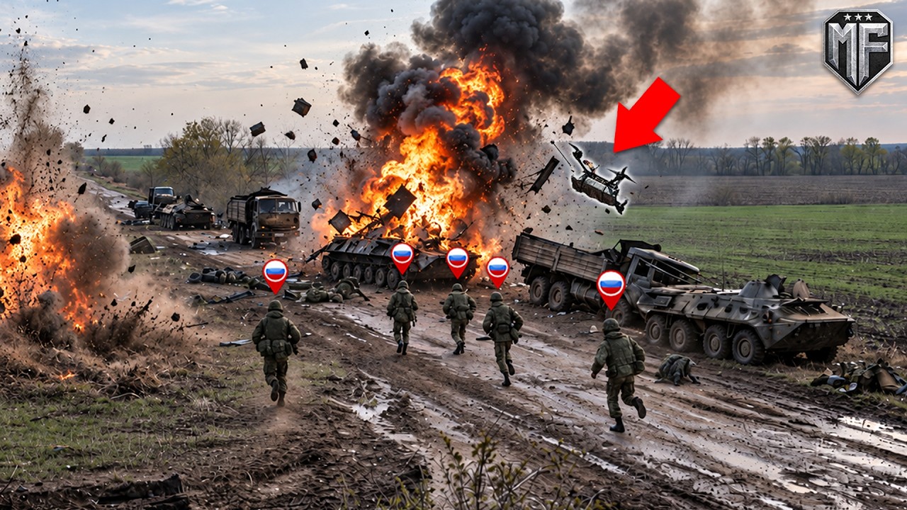 Ukraine Waited for Russian Convoy Full of Trucks to Enter The Front Line - Then Blew Them Up