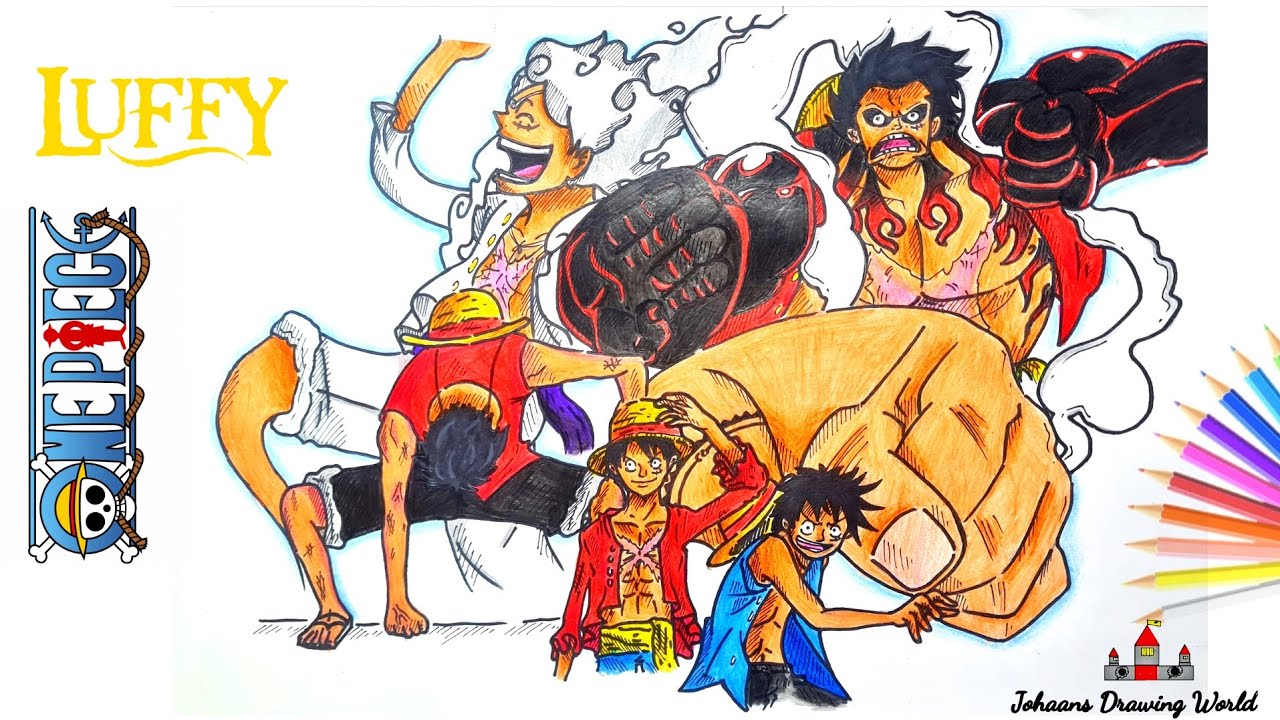 How to draw Luffy from one piece | All gear forms |