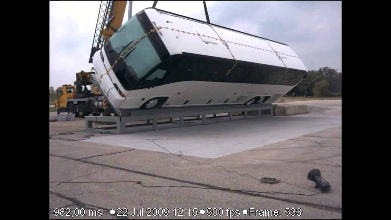 MCI Bus | Roof Strength Crash Test | NHTSA | CrashNet1