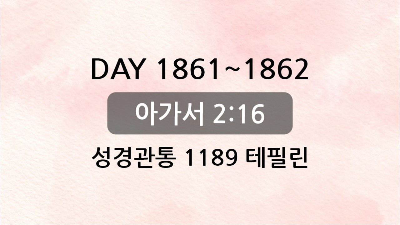 테필린 [Day 1861-1862] 아가서 2:16 50번 선포