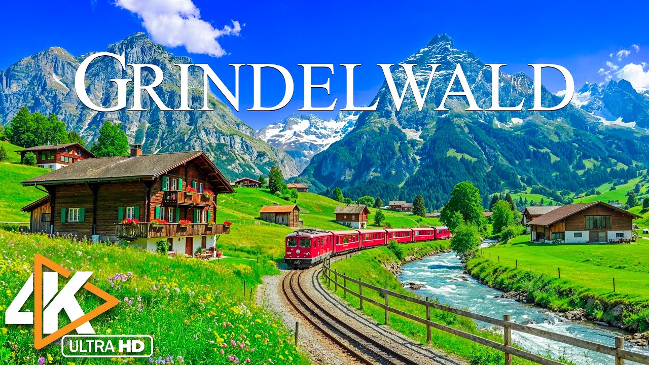 Grindelwald 4K | Scenic Alpine Train, Swiss Chalets & Breathtaking Mountain Landscapes