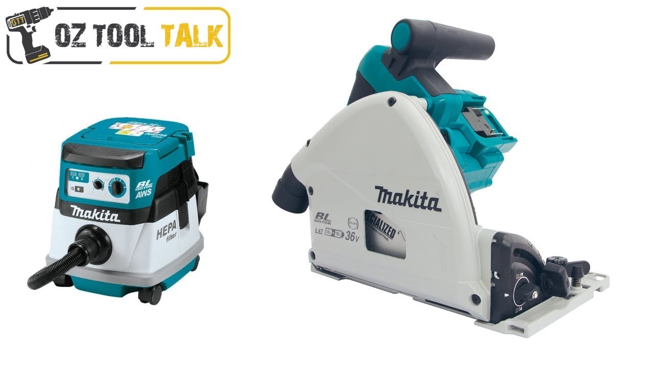 Makita 18x2 Plunge Track Saw & Bluetooth Dust Extractor - DSP601 + DVC864L