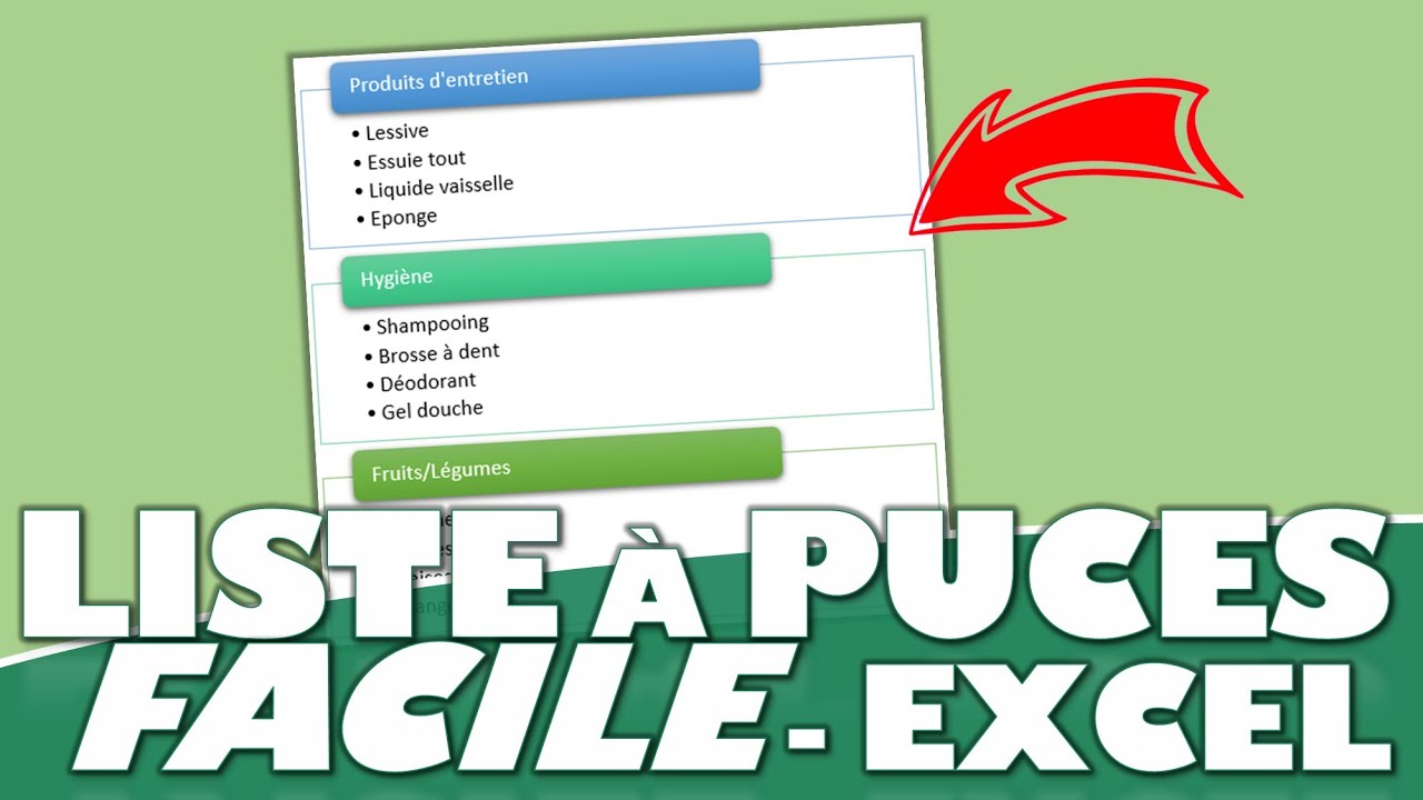 5,2 m&eacute;thodes pour cr&eacute;er une liste &agrave; puces sur Excel