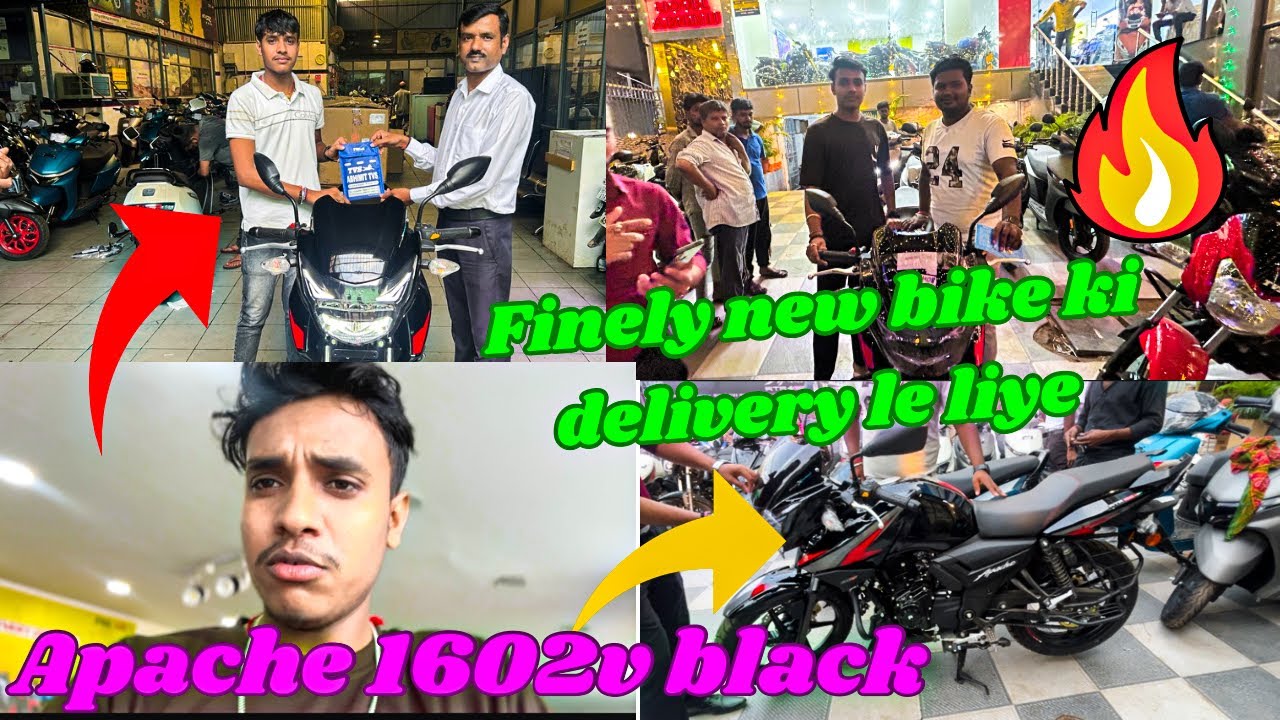 Taking delivery of apache 160R BT Black🔥🚀/ finely new bike aa gya🔥/ #apache #motovlog @ZX Kartik