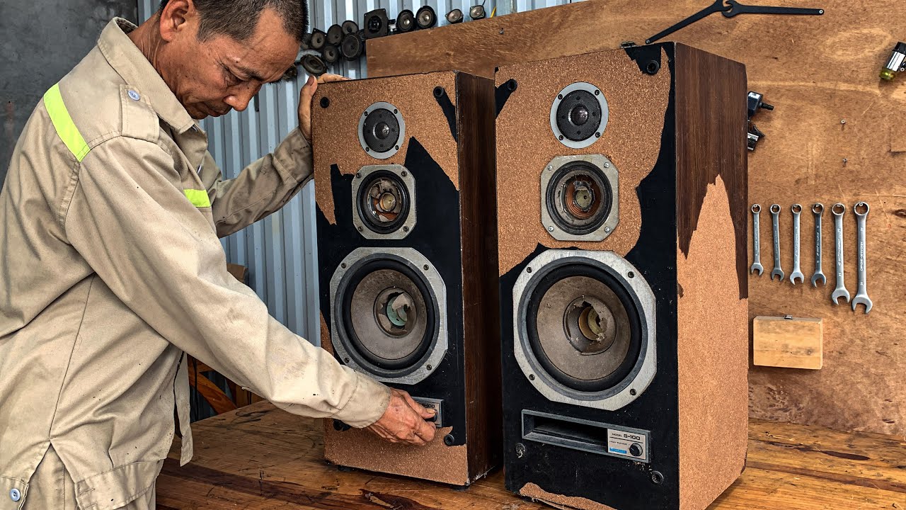 Completely Restore Old, Damaged Pioneer S-100 Speakers To Their Original Shape