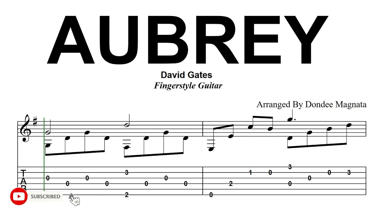 Aubrey - David Gates | Fingerstyle Guitar Tabs