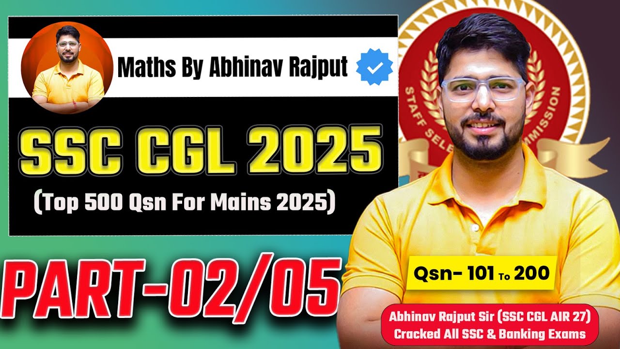 Part-02/05 | Top 500 Questions For SSC CGL 2025 Mains | Best Questions For Mains