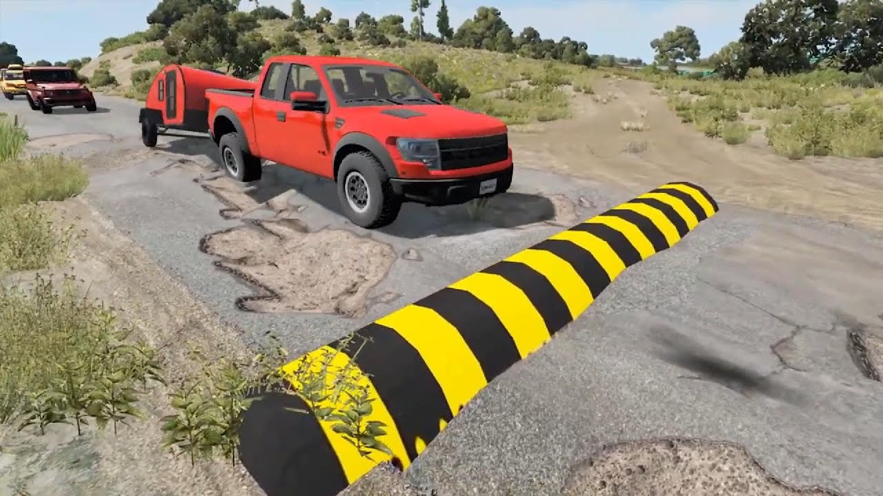 Cars vs Massive Speed Bumps and damage roads #675 -  BeamNG.drive | BeamNG-Cars TV live 11