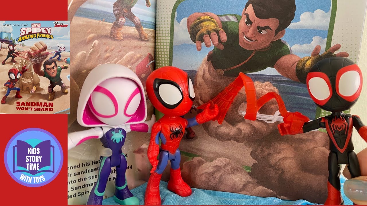SPIDEY and HIS AMAZING FRIENDS vs SANDMAN TOYS READ ALOUD STORYTIME