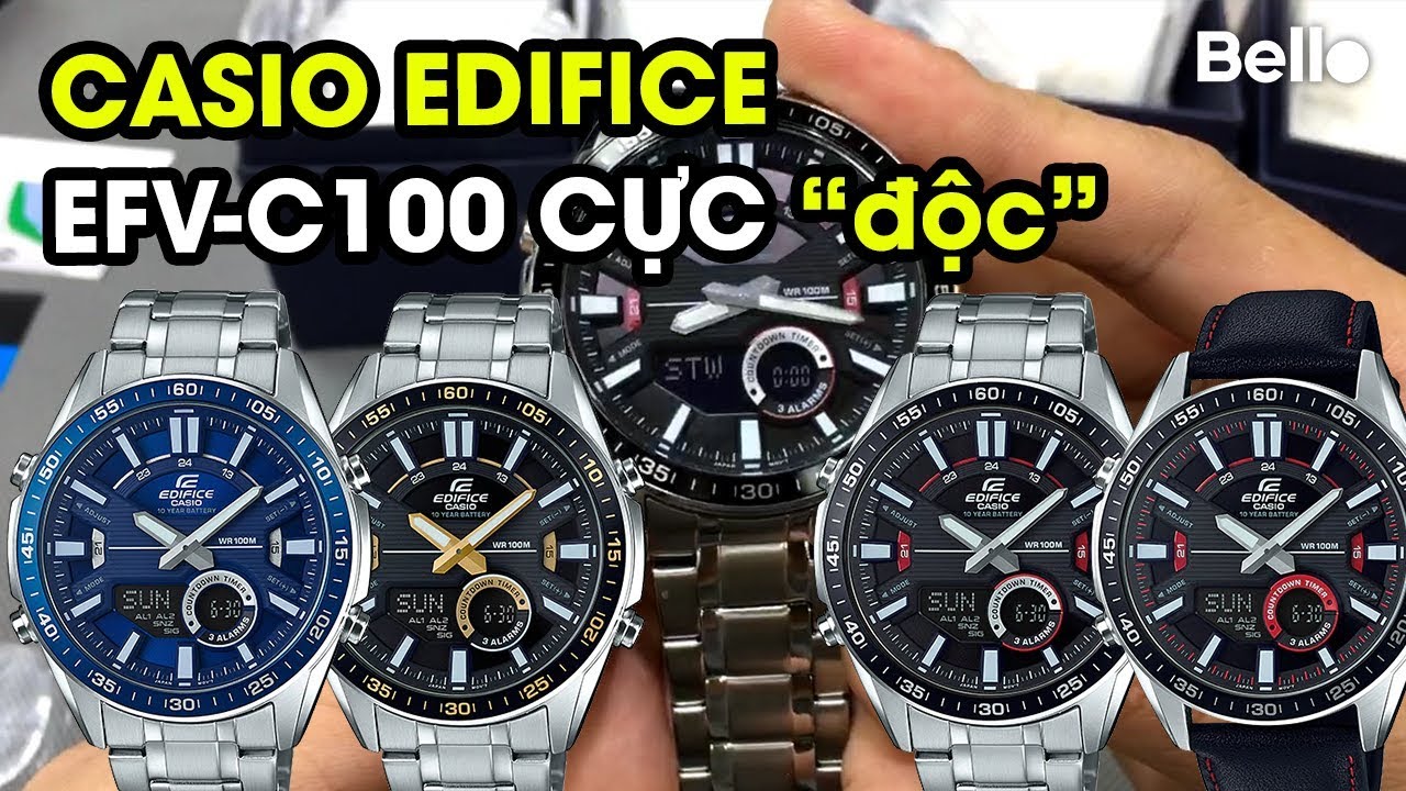 Casio Edifice EFV-C100 mặt kim số điện tử độc đáo, pin 10 năm