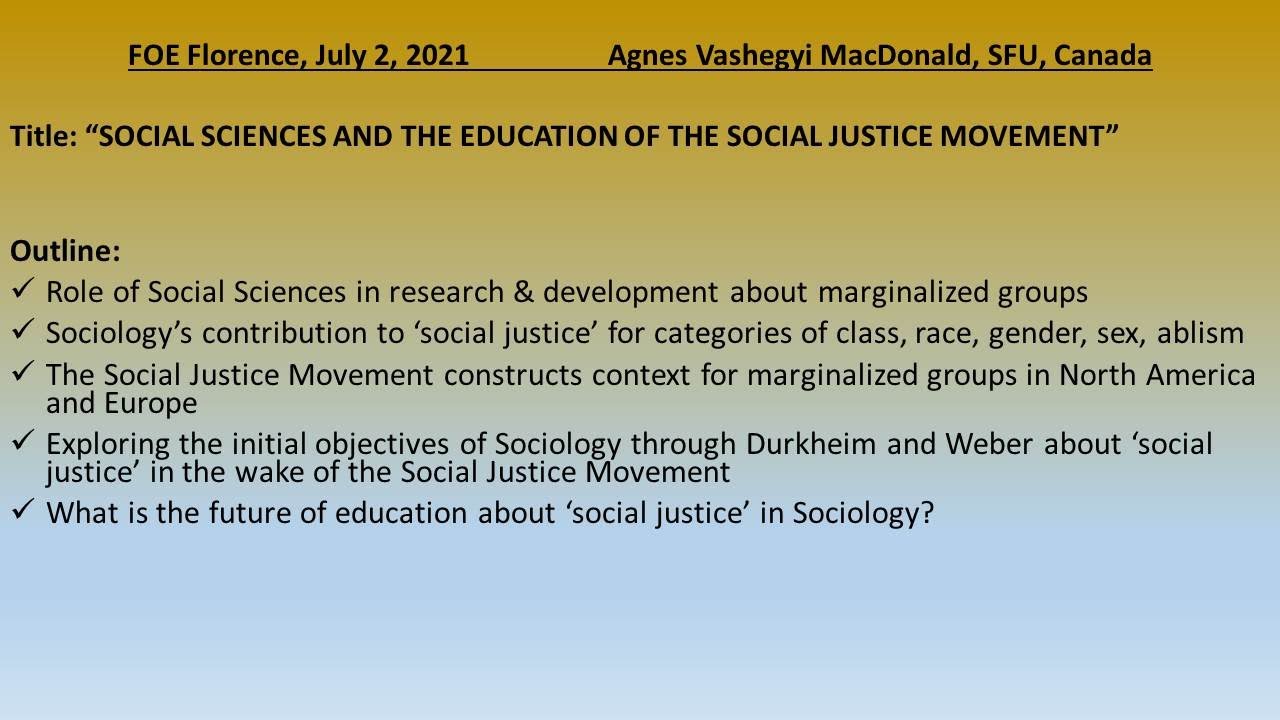 Social Sciences and the Education of the Social Justice Movement