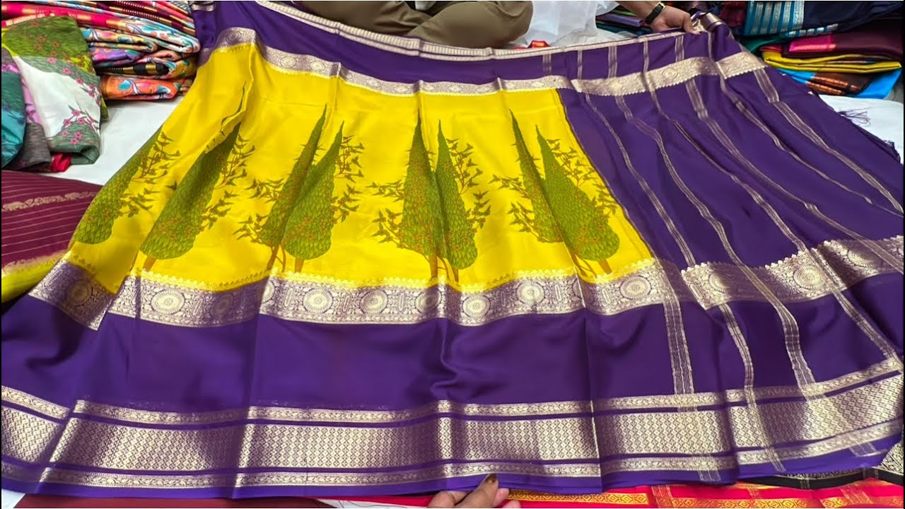Chickpet Bangalore wholesale Silk sarees||Crepe silk sarees||Single saree courier available