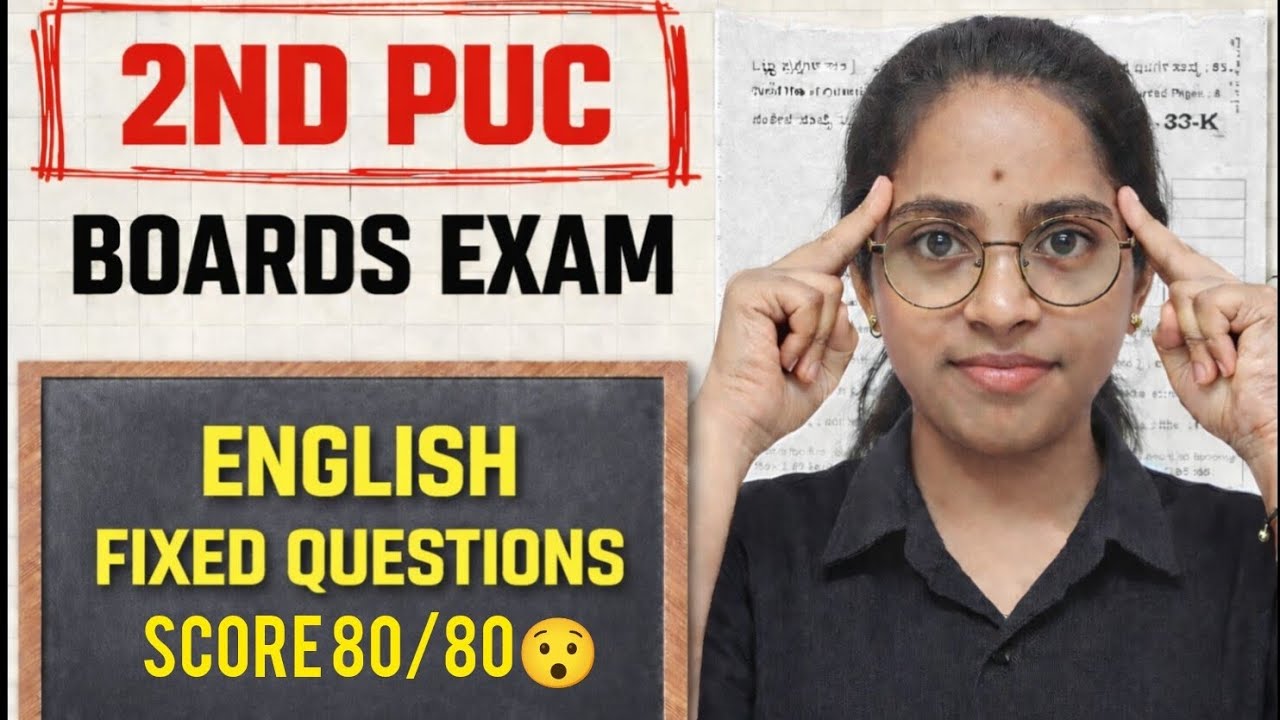 2nd PUC English Fixed Questions 2025-26 Exam | Score 80/80 🔥#2ndpuc #kcet 