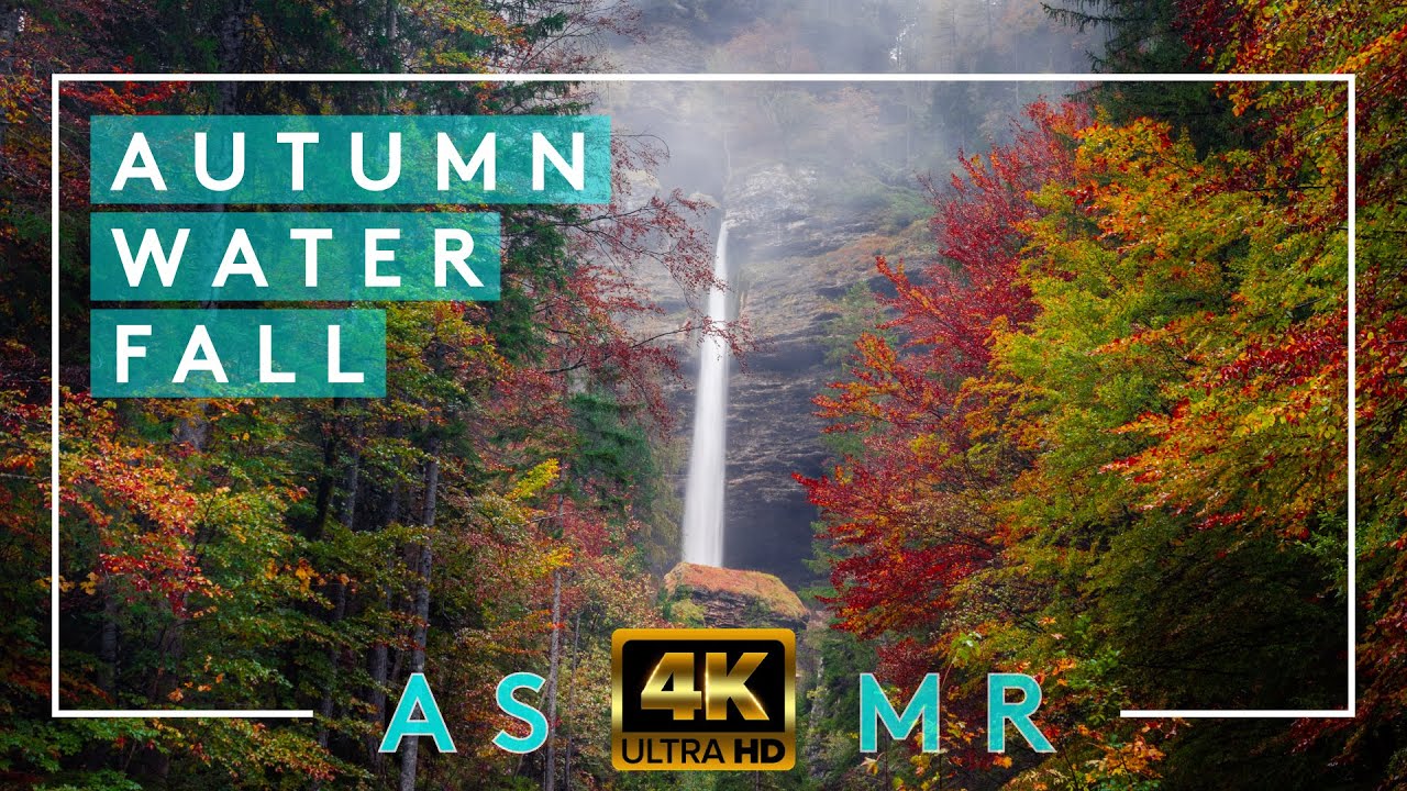Autumn Waterfall ASMR in a Colourful Valley - 6 hours 4k Relaxation Video