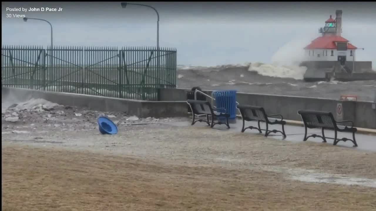 High Waves At Canal Park In Duluth