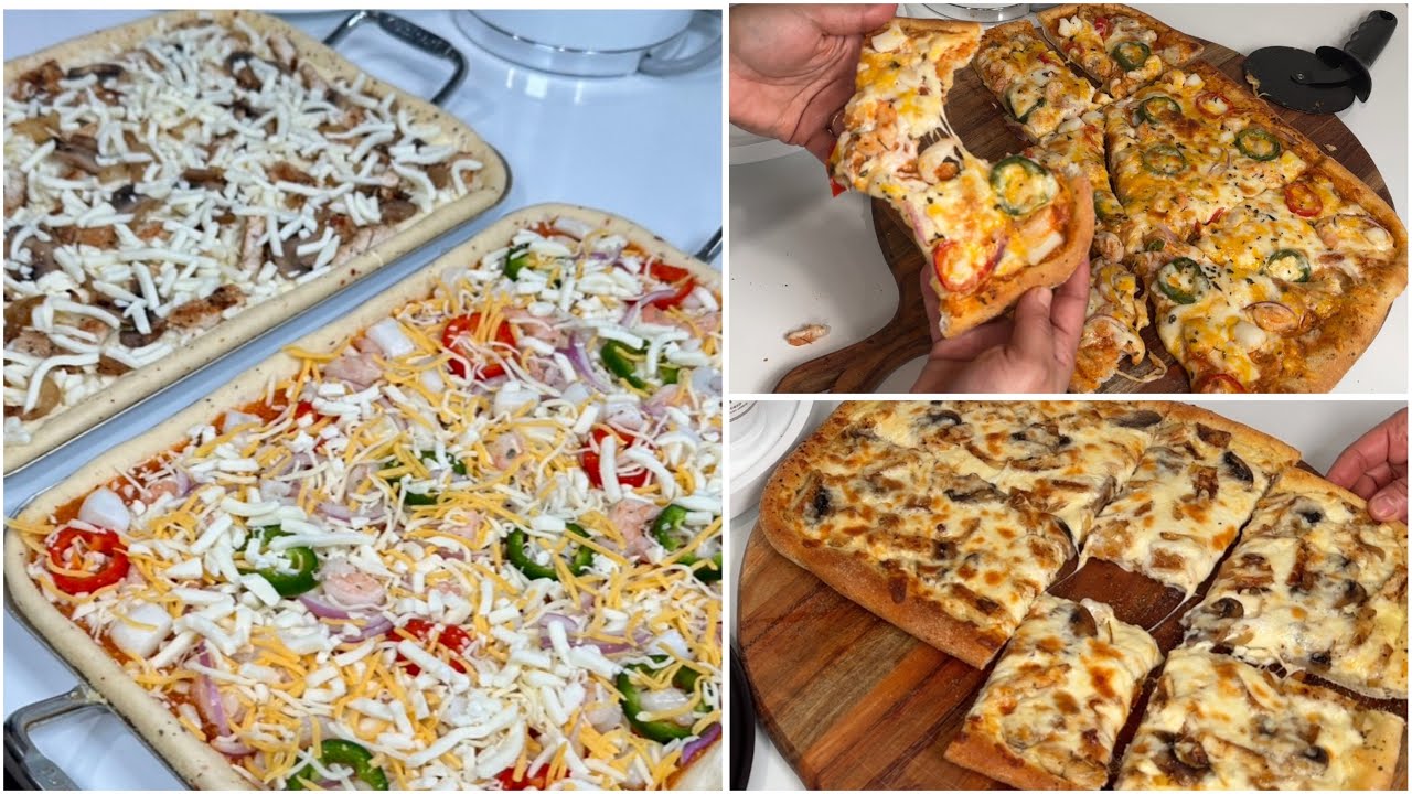ألذ وأسهل بيتزا 🍕بجوج حشوات،بالصلصة البيضاء معلكة ومفرمجة من ألذ الحشواات لي جربت،بيتزا فواكه البحر🦐