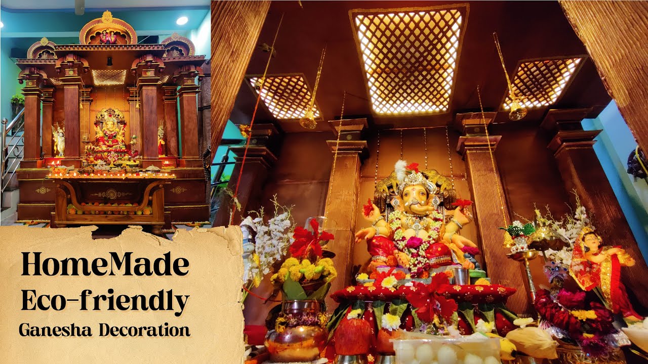 Home Made Eco-Friendly Ganpati Decoration | Temple Theme | Aglawe Family Ganeshotsav 2022