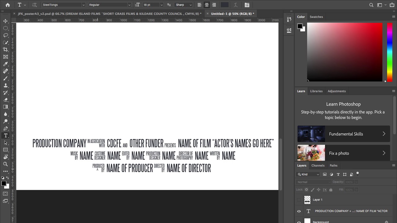 How to create film poster billing in photoshop