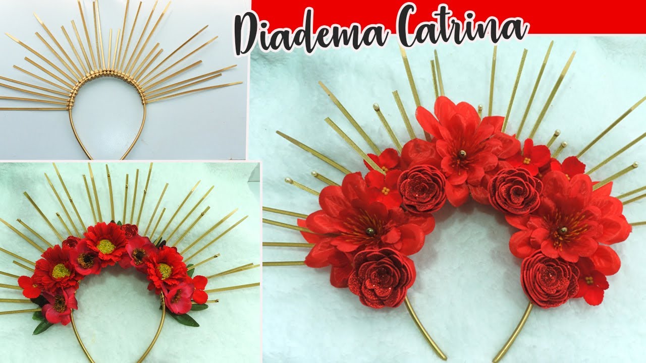 Como hacer Diademas con flores DISFRAZ DE CATRINA