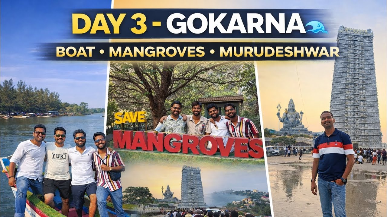 🌊 Gokarna Trip Vlog &ndash; Day 3 | Boat Ride, Mangroves & Murudeshwar#gokarnatrip #viral #trending #beach
