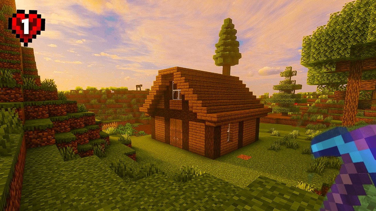 Очень уютное начало хардкорного режима Minecraft.