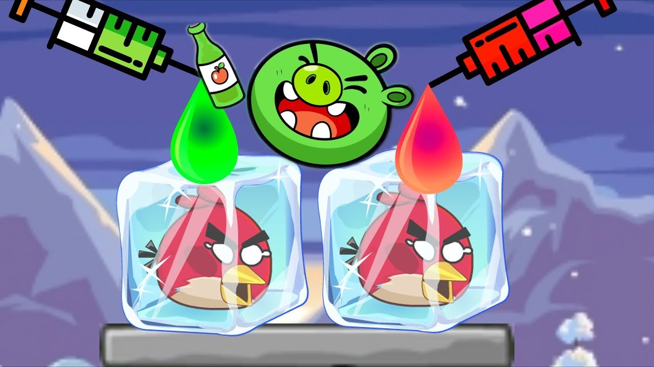 Angry Birds Frozen! DRAWING CLEAN WATER WAY RESCUE UNFREEZE ANGRY BIRDS!