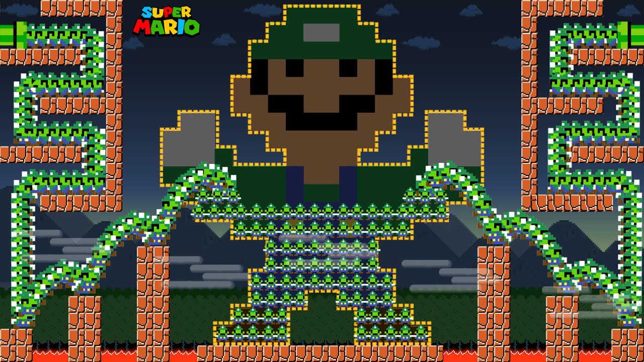 Luigi Build Tower But with 9999 Tiny Luigi Zombie March Madness | Game Animation