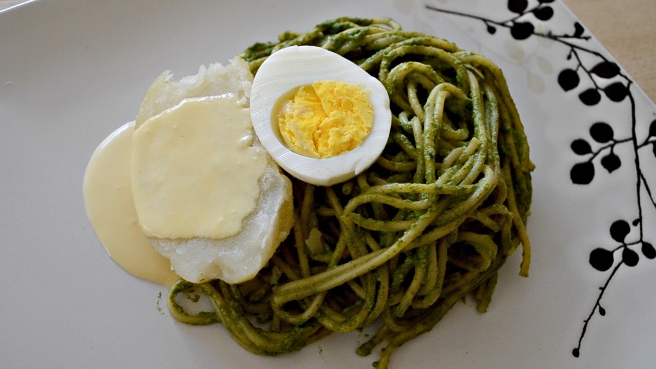 Tallarines Verdes con Papa a la Huancaína | Cocina Típica Peruana