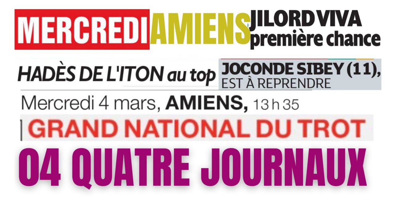 AMIENS 1ÈRE ETAPE GRAND NATIONAL TROT 04 QUATRE JOURNAUX WEEKEND GAZETTE G.COURSE P.TURF 04/03/26