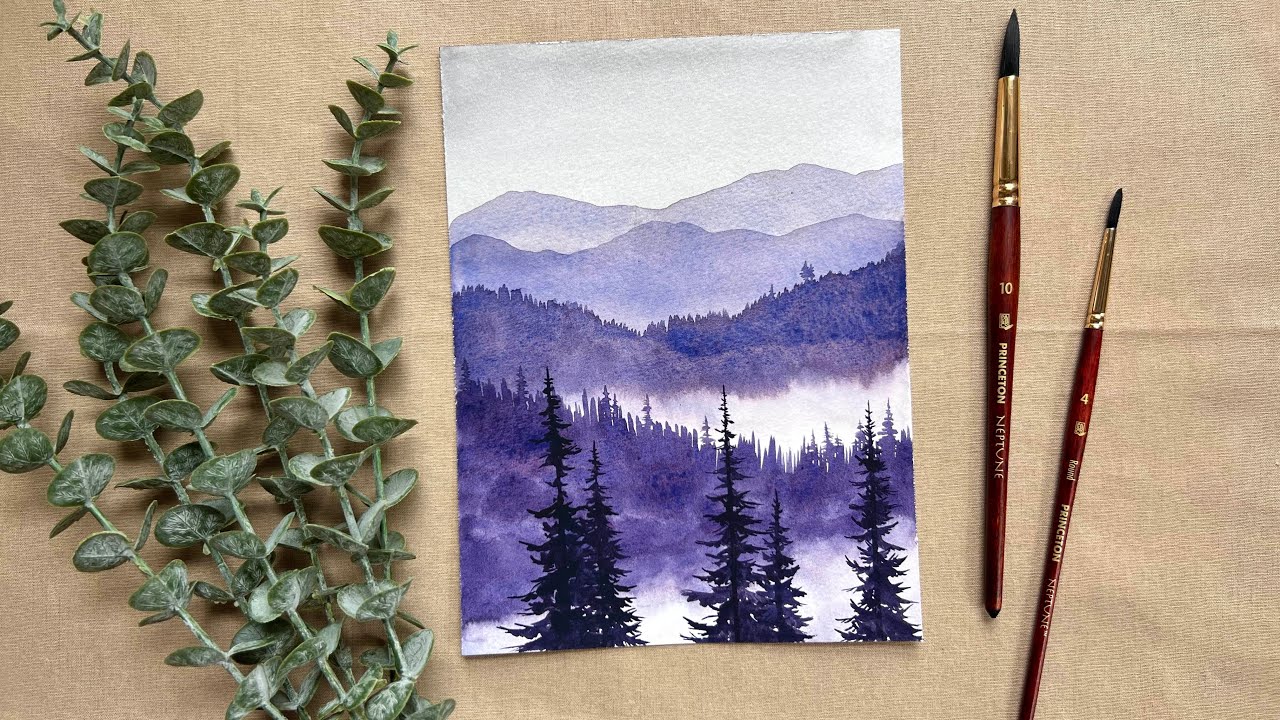Paint n sip #100 | paint a magical misty forest with me (real-time watercolor landscape tutorial)