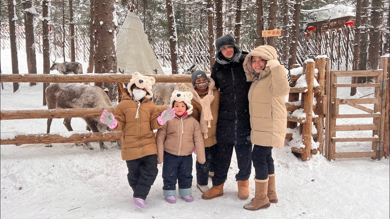 Mbul kasih makan rusa di Snowtown china 