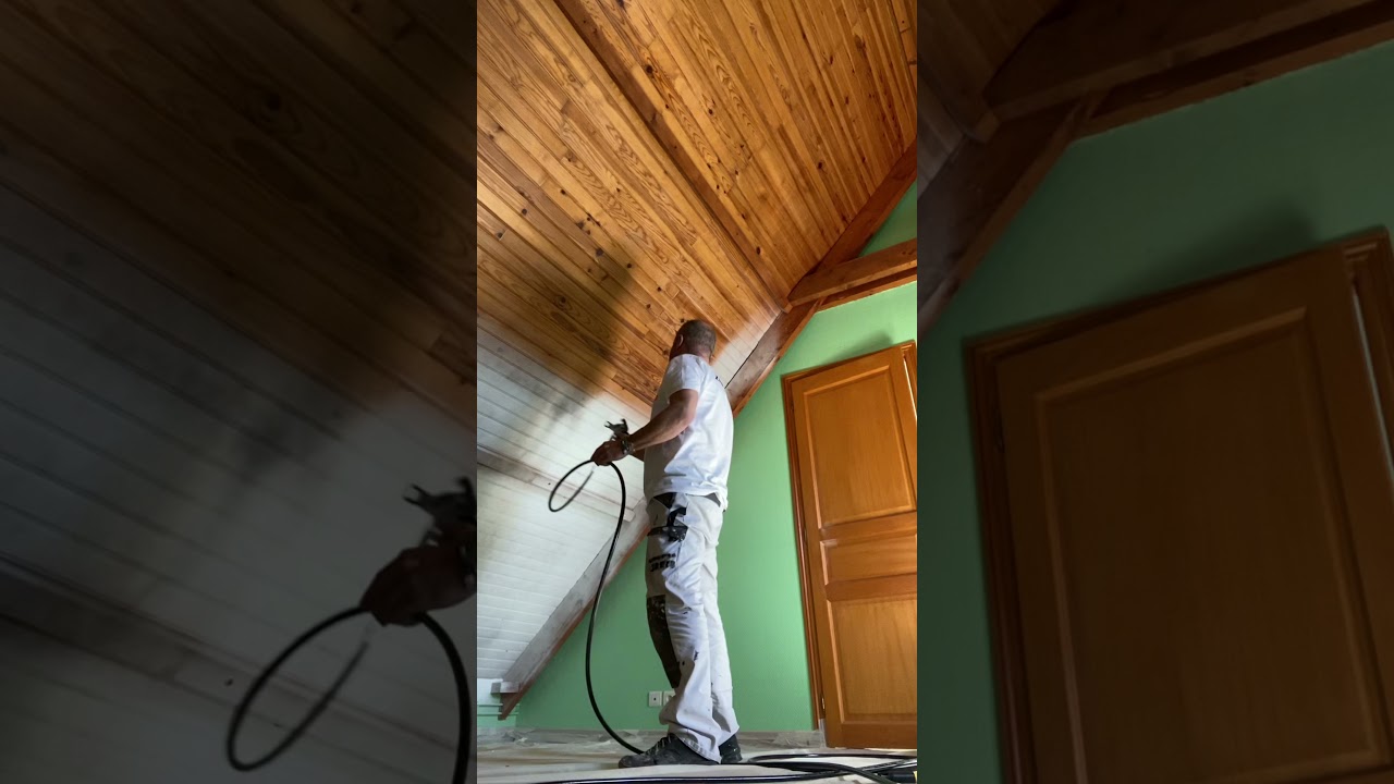 peinture  lambris au pistolet plus rapide et efficace le top!!