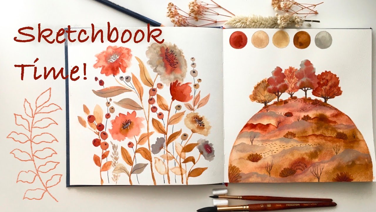 Sketchbook Time! Watercolor Landscape & Floral🌿 + Color Mixing