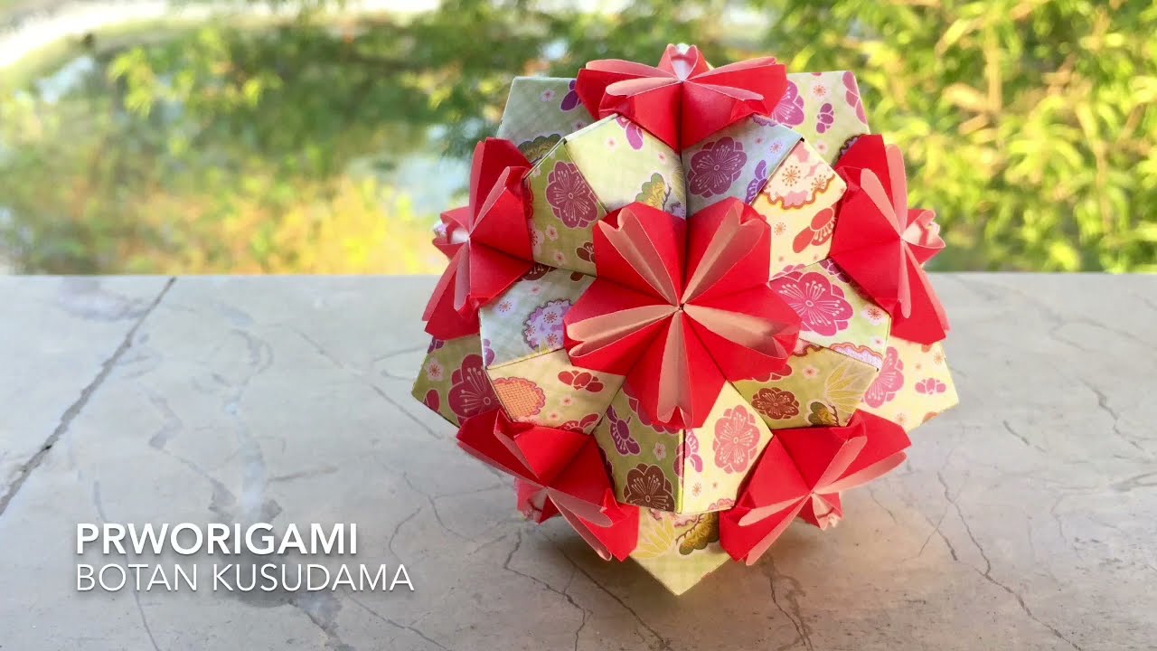 Botan Kusudama - PrwOrigami Folding Tutorial 【くす玉・折り紙】