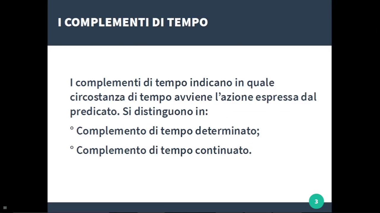 Grammatica - I complementi di tempo