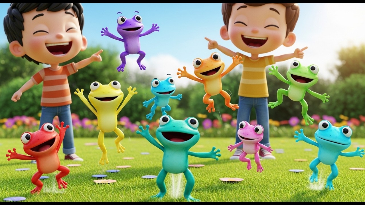 Nine Little Toy Frogs Jump Jump Jump | Active Counting & Animal Song for Kids
