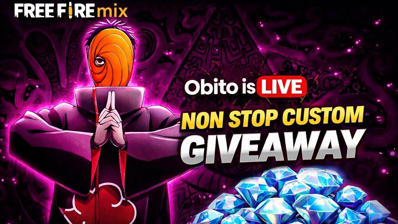 Obito is live 🔴  non stop giveaway 😱 ll free fire live stream video