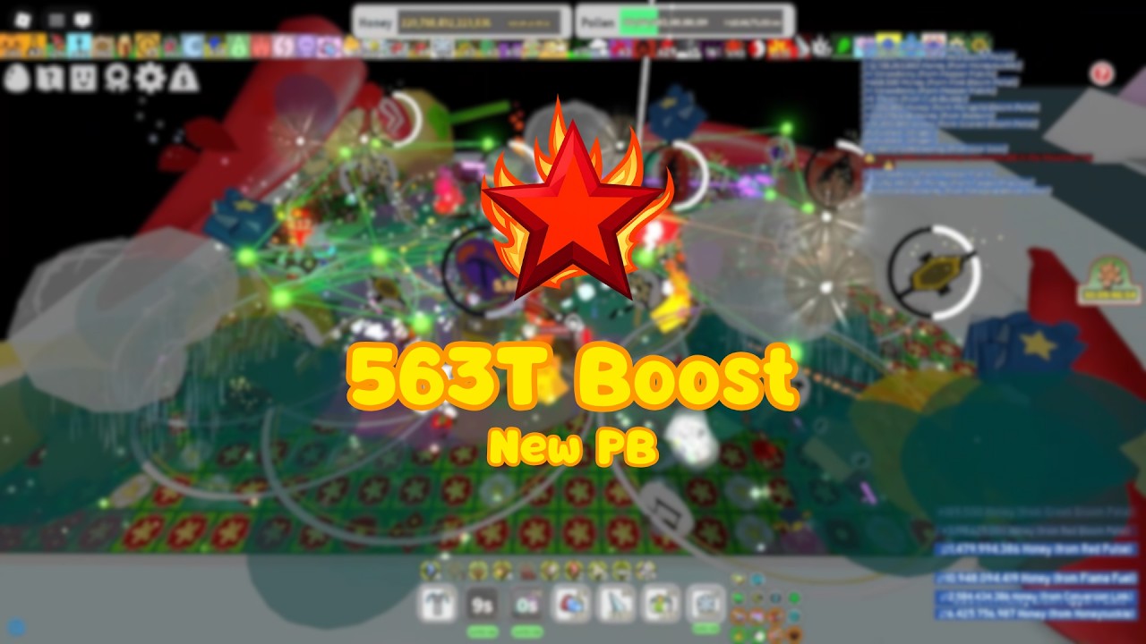563T Lvl 20 Red Hive Honeyday and Festive Bean Boost | Bee Swarm Simulator