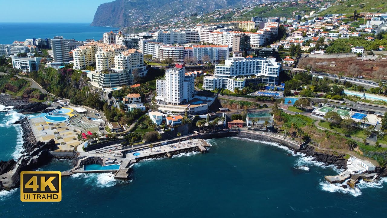 Lido | Clube Naval do Funchal | Ponta Gorda | Praias Funchal air view | 4K | Madeira Island | DJI