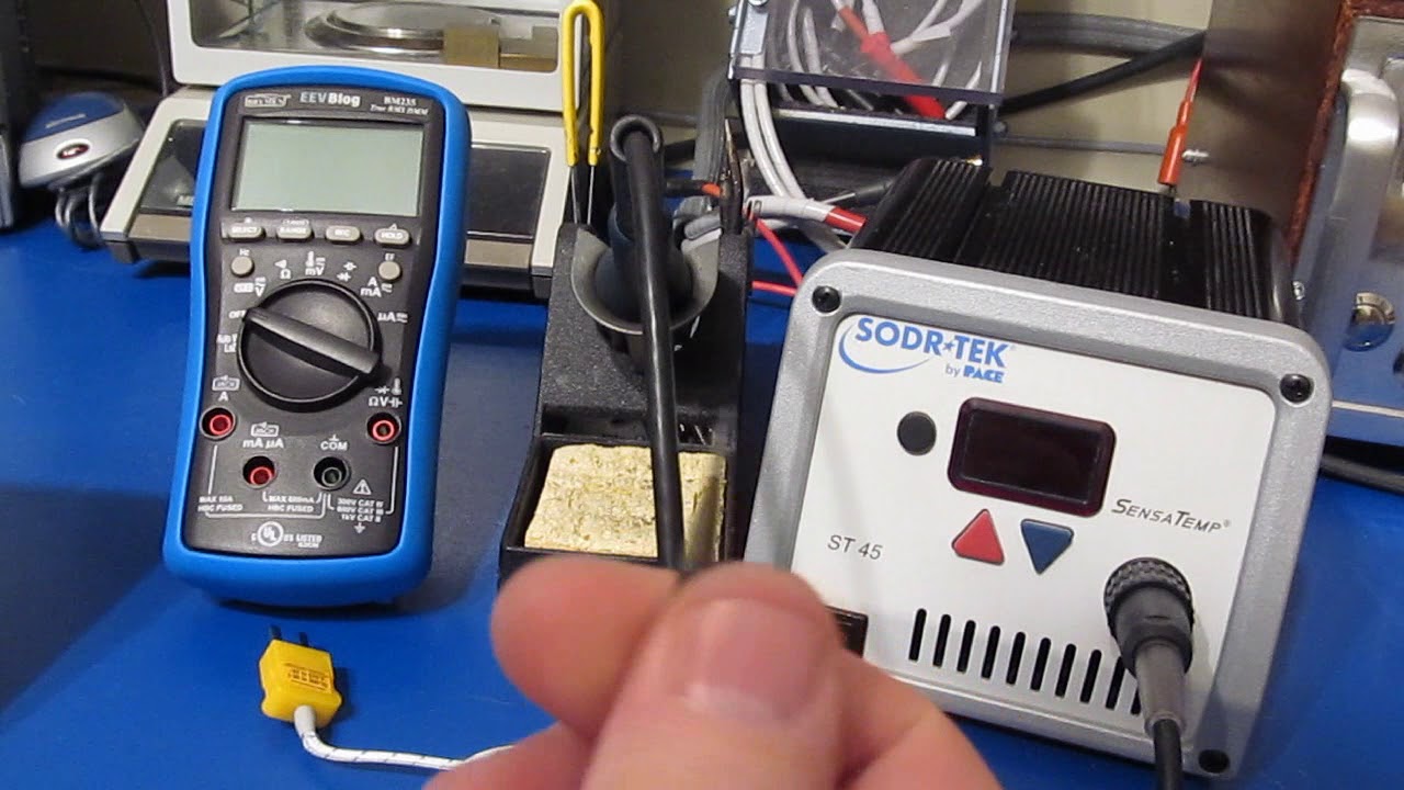 Using the Brymen BM235 to measure my PACE soldering iron's tip temperature