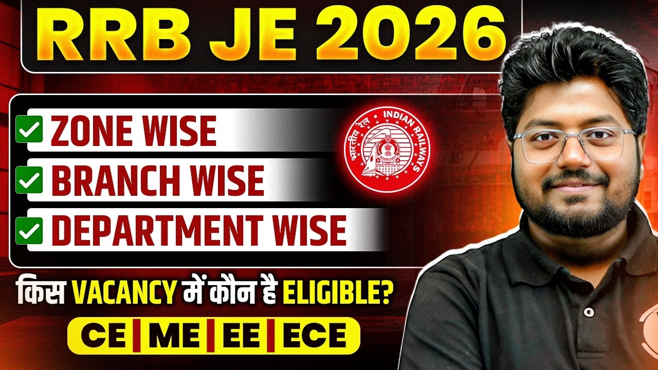 RRB JE 2026 Vacancy | CE, ME, EE, ECE | Zone Wise, Branch Wise & Department Wise Eligibility
