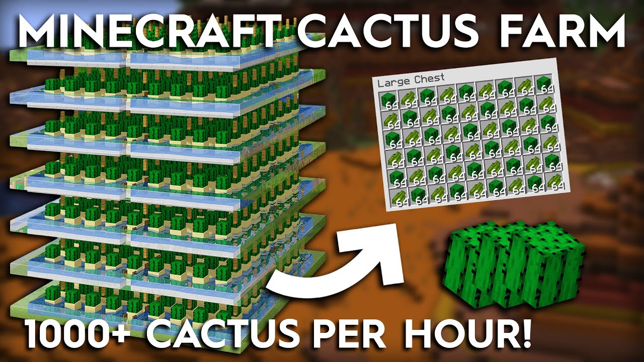 Minecraft 1.21+ Cactus Farm - 1000+ Per Hour