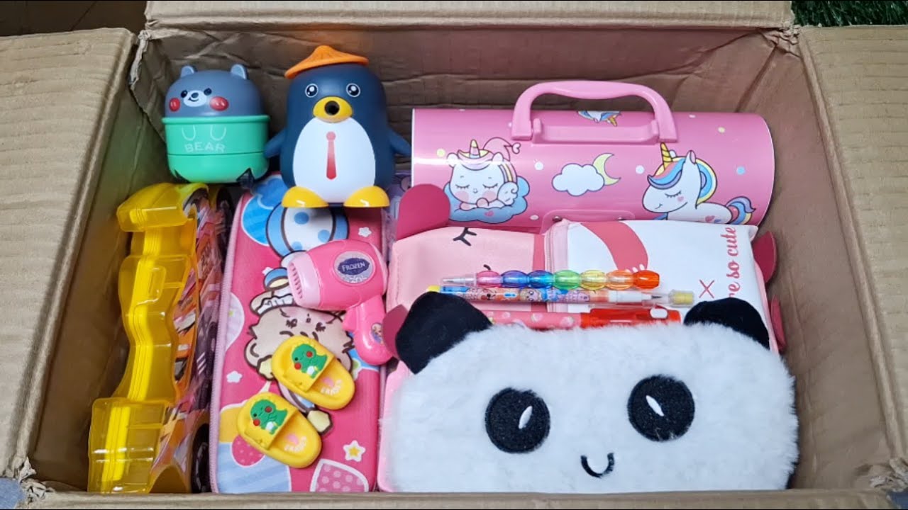 Unboxing Modern Fancy Stationery📚 Pencil Boxes, Piggy bank, Labubu Sipper bottle, Pouch, Highlighter