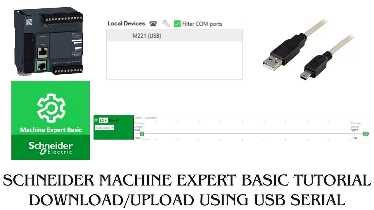 How to download program to Schneider m221 PLC ( USB serial )