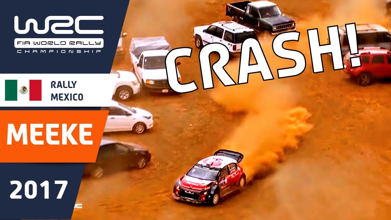 MEEKE Car Park Rally CRASH and WIN! - Rally Mexico 2017 - Citro&euml;n C3 WRC rally car