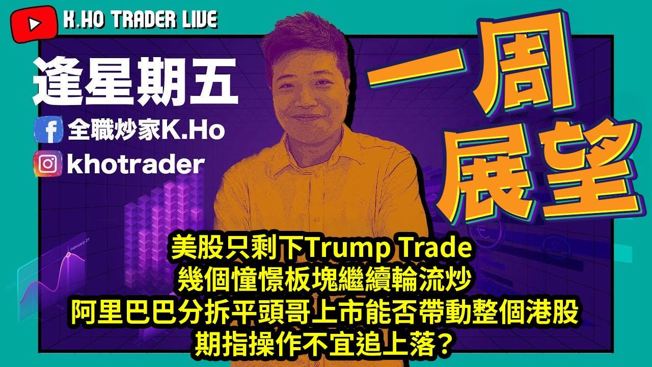 一周展望｜美股只剩下Trump Trade ｜幾個憧憬板塊繼續輪流炒｜阿里巴巴分拆平頭哥上市能否帶動整個港股｜期指操作不宜追上落？