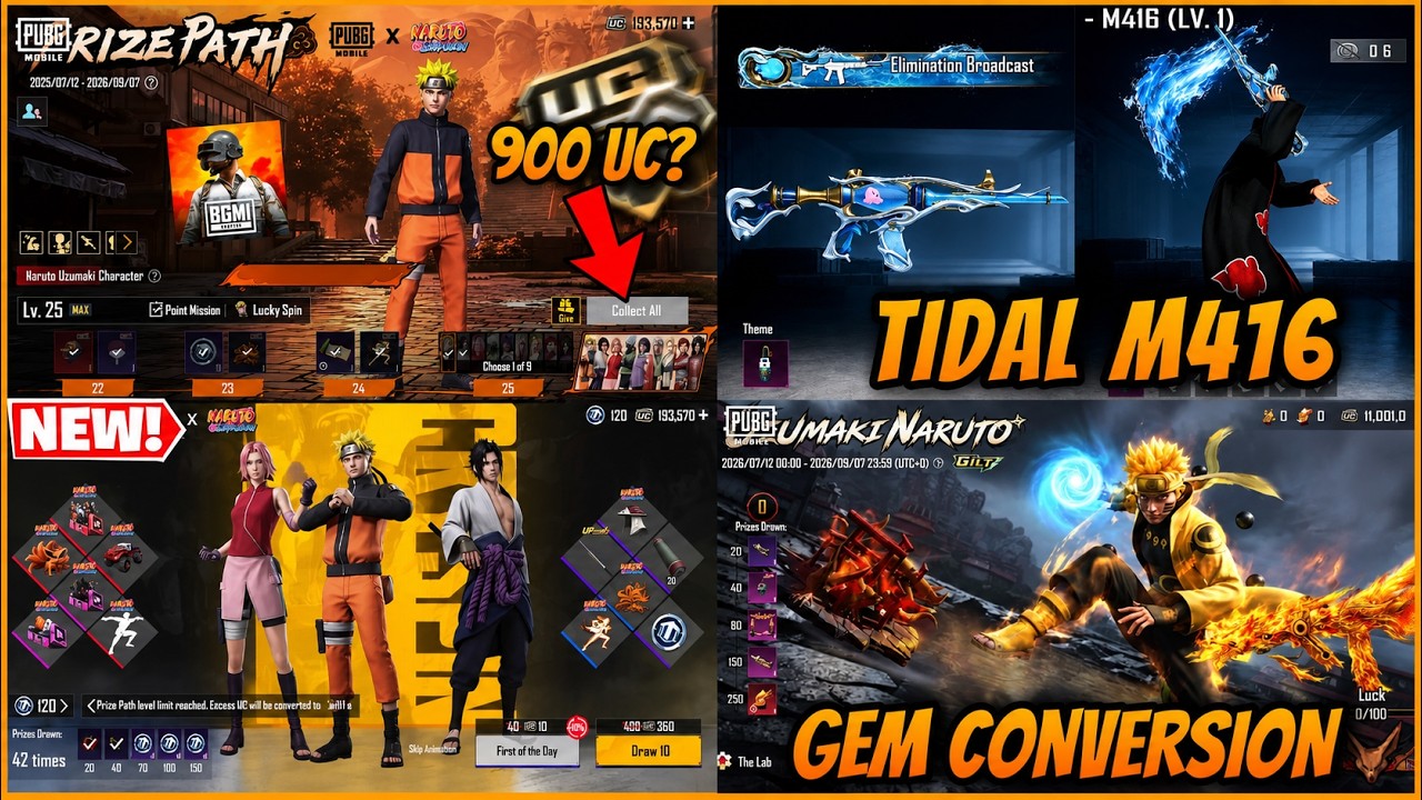 🔥FREE ITACHI OUTFIT l PRE ORDER GEM CONVERSION AND NARUTO PRIZE PATH IN BGMI 4.5 UPDATE